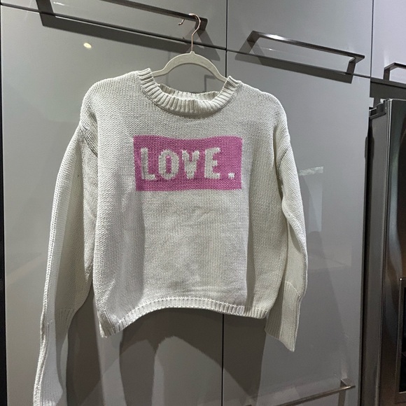 White and Pink 'LOVE' Sweater - Picture 1 of 7